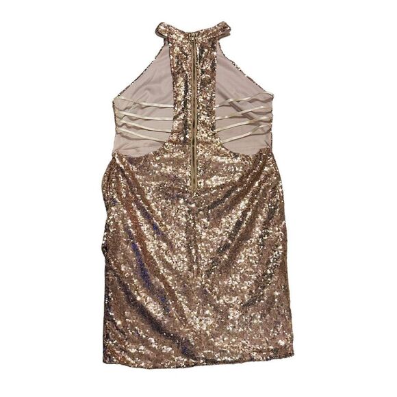 Wink Gal Rose Gold Sequin Halter Dress - Size Large - Picture 9 of 16